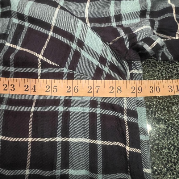 Lane Bryant  Womens Teal/Navy Plaid Popover Roll Tab Sleeve Button Down 22/24 - Picture 8 of 16